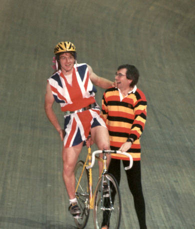 Greg Newton and Merlin share a joke