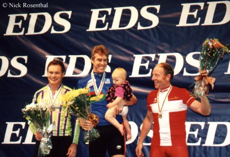 Ian Hallam on podium at Wolrld Masters in September 1998